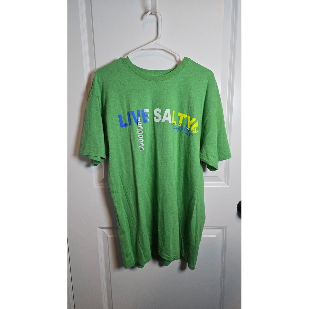 Salt Life Mens Live Salty Graphic T-Shirt Green Cotton Short Sleeve Size Large‎